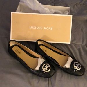 Black Leather Michael Kors Flats